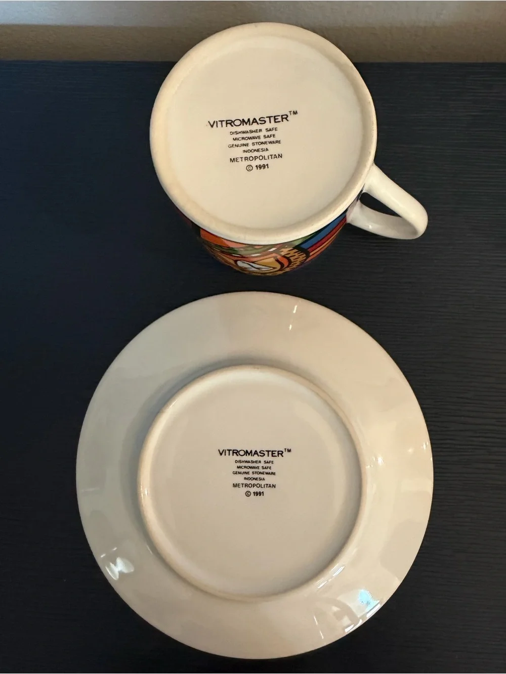 1991 Vitromaster Metropolitan 4 Cup & Saucer Sets Memphis Pop Art